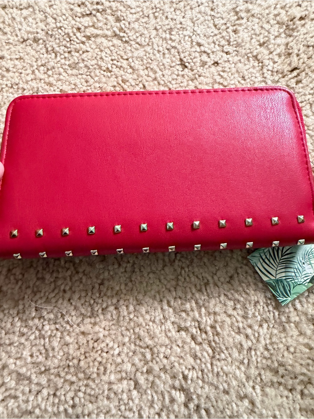 Bold Pink Studded Zip Wallet Clutch